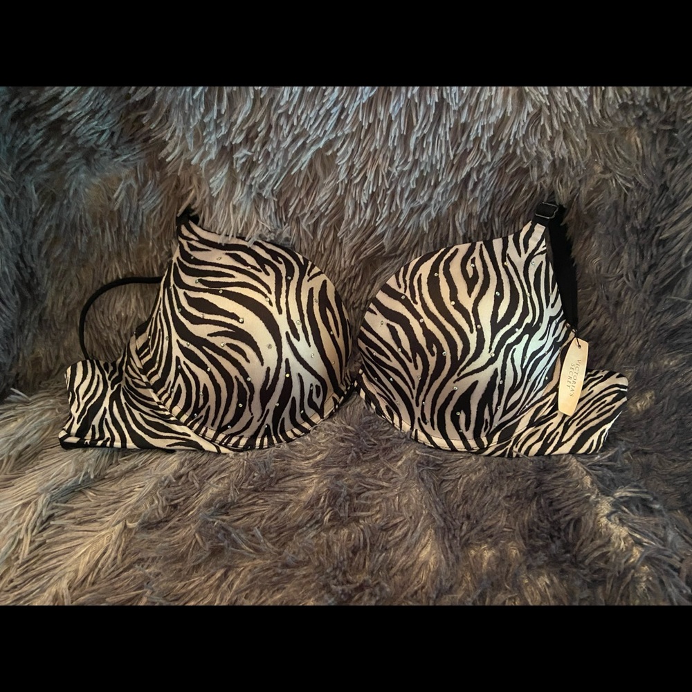 VS Very Sexy Bra zebra print with rhinestone.  NWT 36D